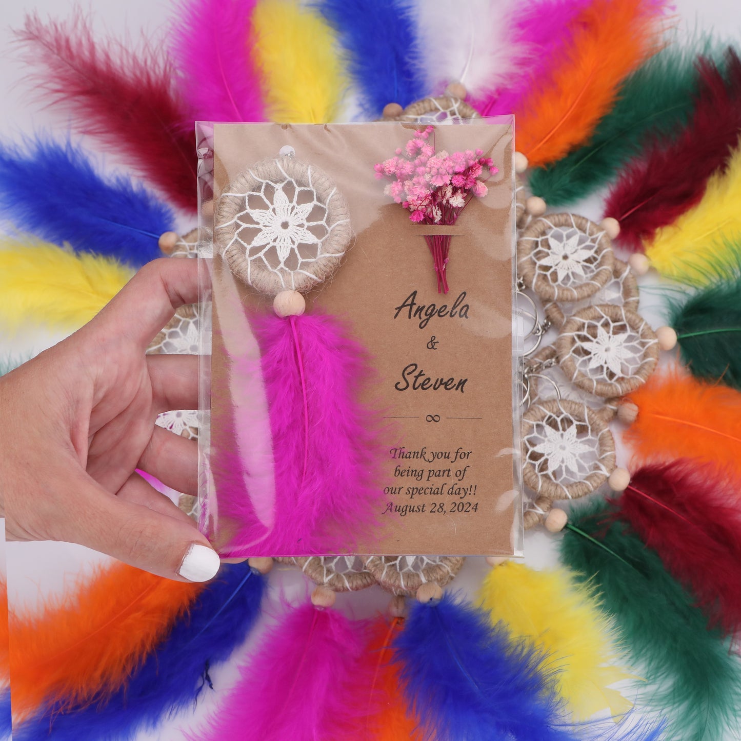 Multicolor Bohemian Dreamcatcher Keychain – Handmade Lucky Charm Favor for Weddings, Baby Showers & More