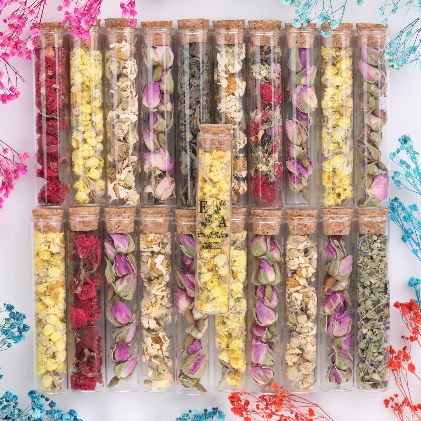 Personalized Tea Tube Favors – Custom Loose Leaf Tea in Glass Tube – Wedding, Baby Shower & Party Gifts