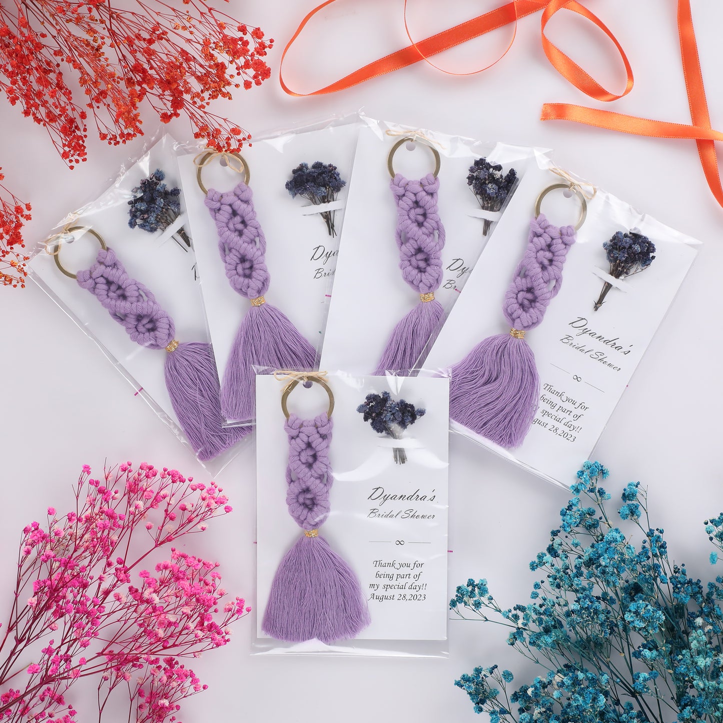 Handmade Macrame Keychain – Baby Shower Party Favors – Custom Color Keychain Gift for Guests – Boho Gender Reveal Keepsake