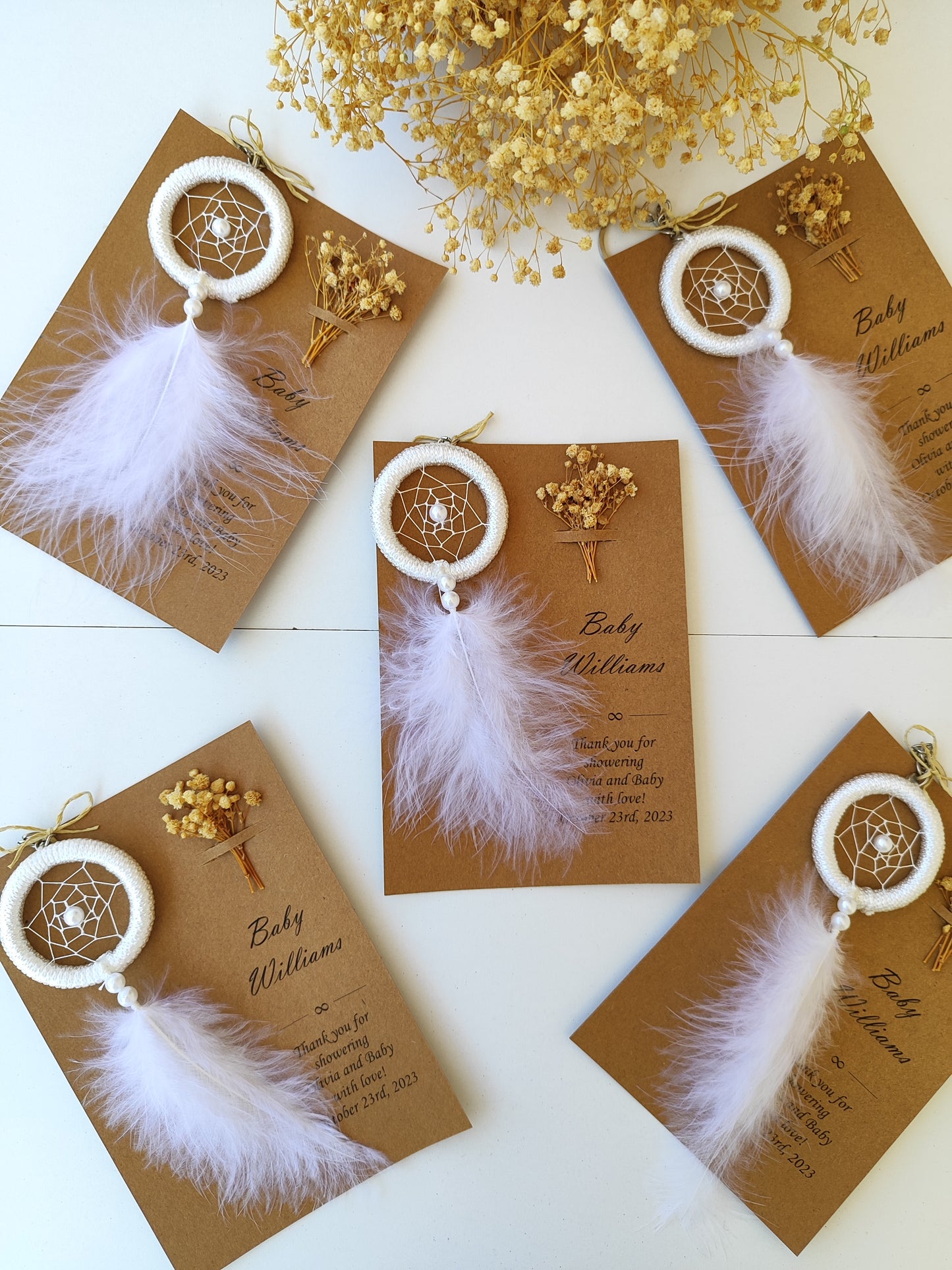 Mini Dreamcatcher Keychain Unique Favors For Guest, Boho Wedding Bridal Shower Gift, Bohemian Baby Shower Bulk Gift, Personalized Party Gift, White Feather Dreamcatcher Keychain – Elegant Boho Favor for Weddings, Baby Showers & Special Events 2