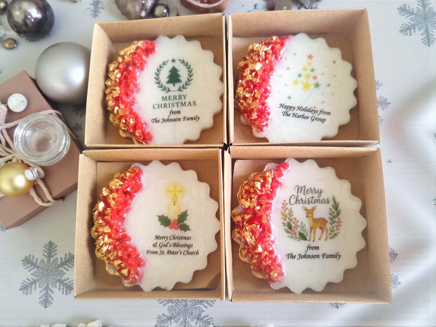Christmas Epoxy Magnet Favors – Personalized Holiday Gifts for Family, Office, or Church Events
