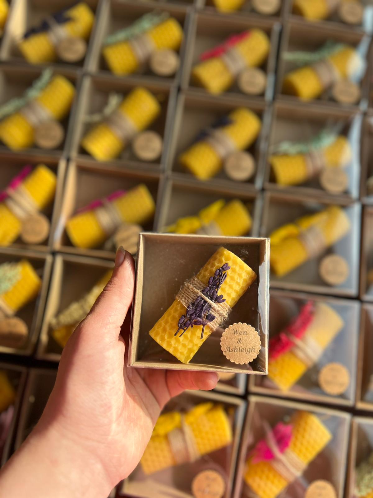 Wedding Candle Favors – 100% Natural Beeswax Gift – Personalized Mini Candles for Bridal Shower, Baby Shower & Guest Thank You Gifts