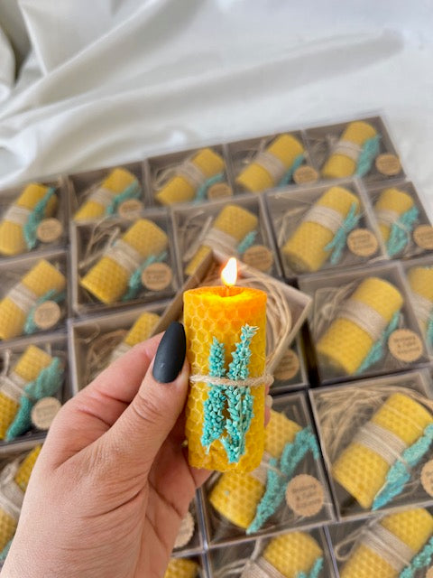 Wedding Candle Favors – 100% Natural Beeswax Gift – Personalized Mini Candles for Bridal Shower, Baby Shower & Guest Thank You Gifts