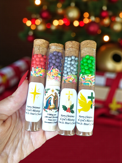Christmas Church Hot Chocolate Favor, Bible Verse Hot Chocolate Tube, Christian Christmas Gift, Religious Holiday Favor, Faith-Based Gift, Hot Cocoa Tube Favors
