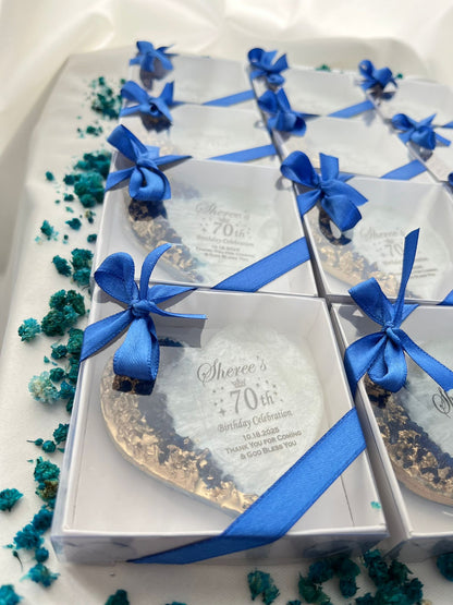 Personalized Epoxy Heart Fridge Magnet, Custom Resin Wedding Favors for Guests, Elegant Engagement Gift, Bridal Shower Souvenir