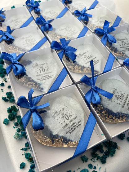 Personalized Epoxy Heart Fridge Magnet, Custom Resin Wedding Favors for Guests, Elegant Engagement Gift, Bridal Shower Souvenir