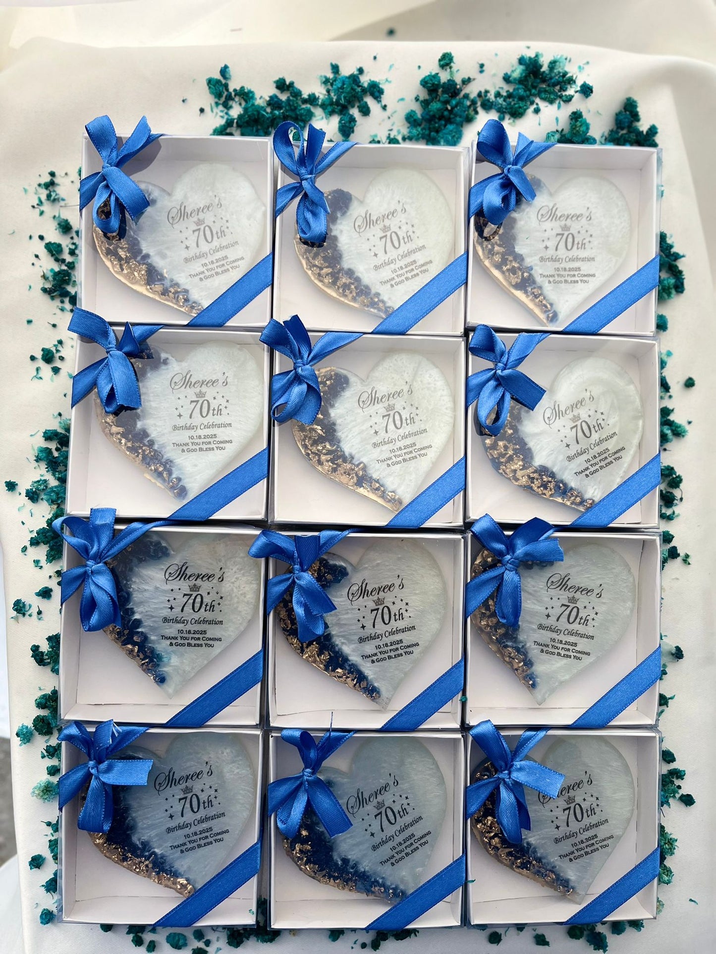 Personalized Epoxy Heart Fridge Magnet, Custom Resin Wedding Favors for Guests, Elegant Engagement Gift, Bridal Shower Souvenir