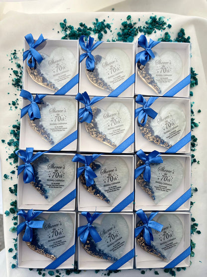 Personalized Epoxy Heart Fridge Magnet, Custom Resin Wedding Favors for Guests, Elegant Engagement Gift, Bridal Shower Souvenir