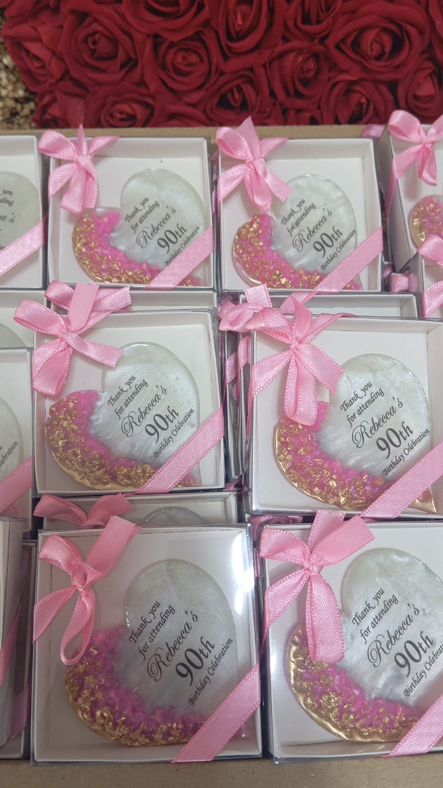 Personalized Epoxy Heart Fridge Magnet, Custom Resin Wedding Favors for Guests, Elegant Engagement Gift, Bridal Shower Souvenir