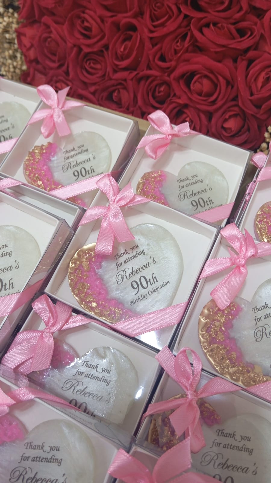Personalized Epoxy Heart Fridge Magnet, Custom Resin Wedding Favors for Guests, Elegant Engagement Gift, Bridal Shower Souvenir
