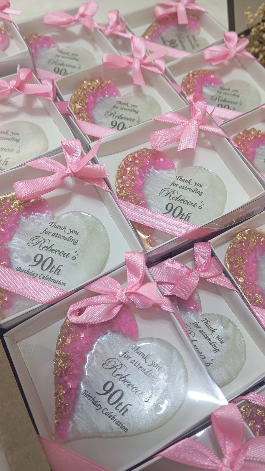 Personalized Epoxy Heart Fridge Magnet, Custom Resin Wedding Favors for Guests, Elegant Engagement Gift, Bridal Shower Souvenir