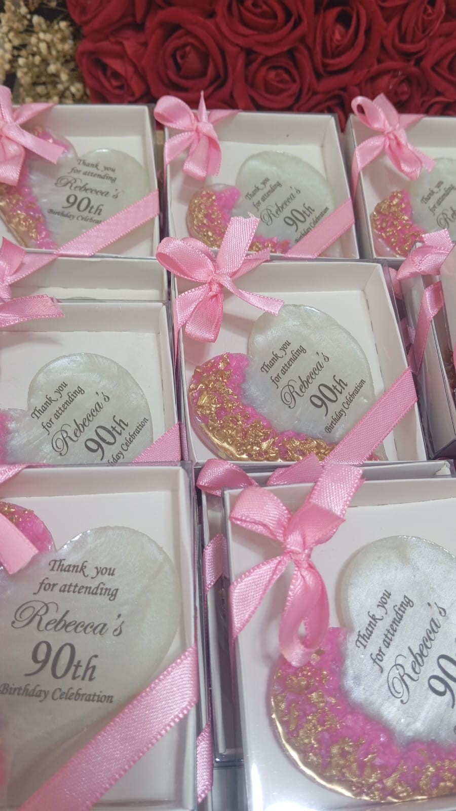 Personalized Epoxy Heart Fridge Magnet, Custom Resin Wedding Favors for Guests, Elegant Engagement Gift, Bridal Shower Souvenir