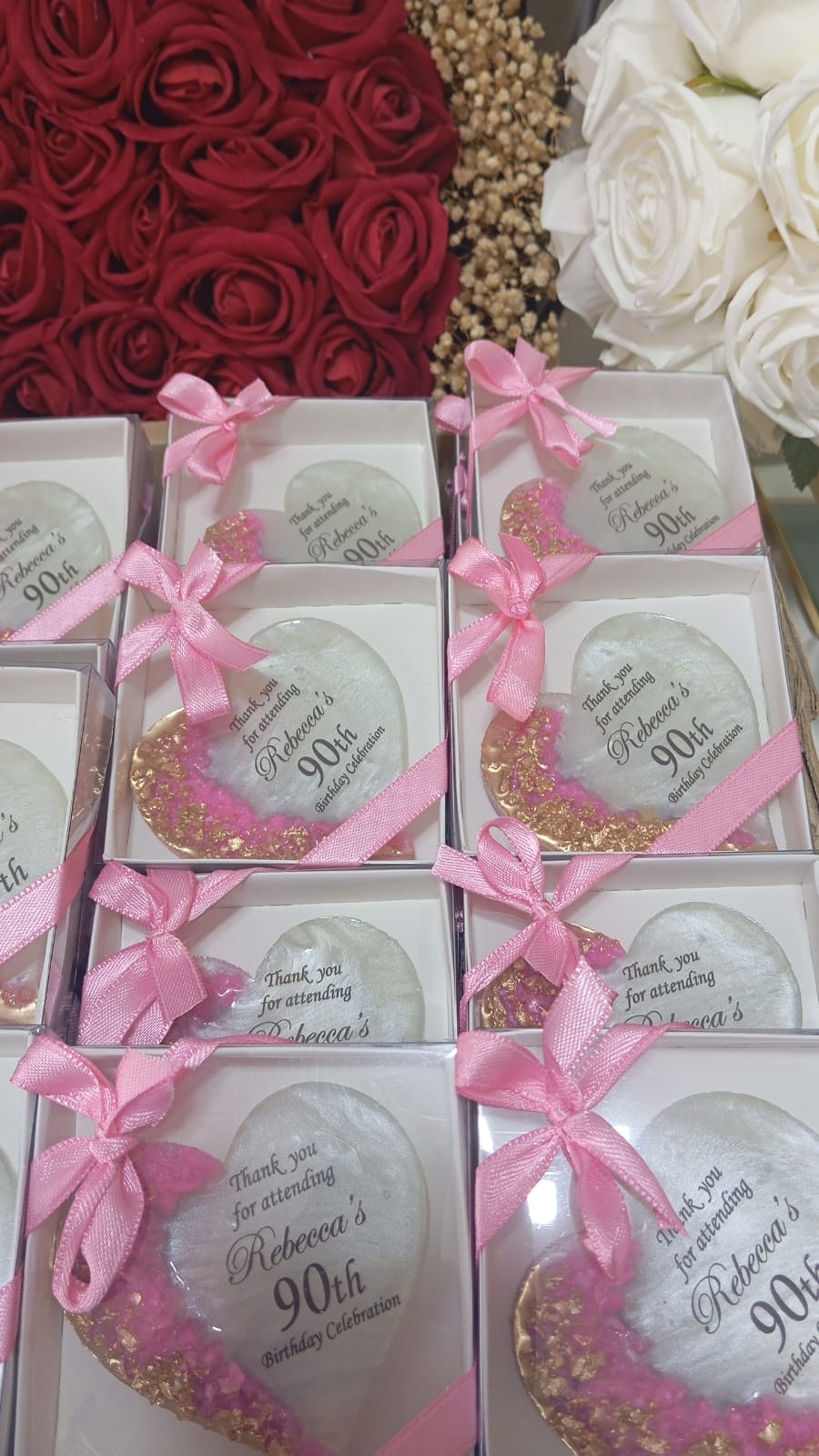 Personalized Epoxy Heart Fridge Magnet, Custom Resin Wedding Favors for Guests, Elegant Engagement Gift, Bridal Shower Souvenir