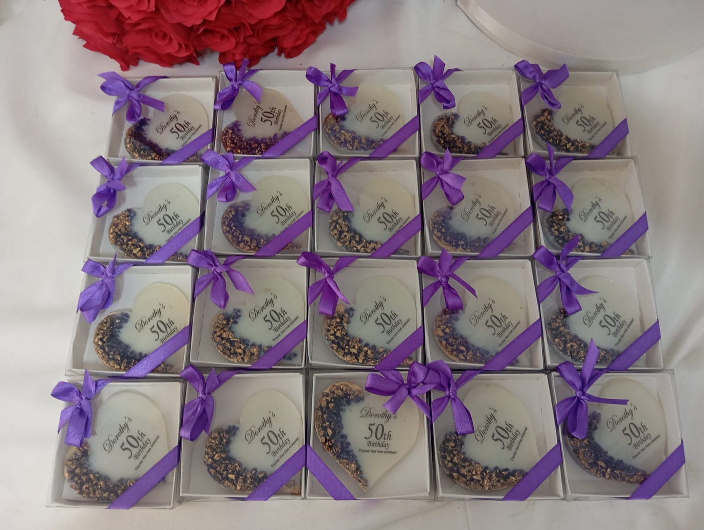 Personalized Epoxy Heart Fridge Magnet, Custom Resin Wedding Favors for Guests, Elegant Engagement Gift, Bridal Shower Souvenir