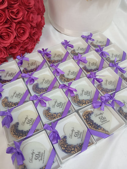 Personalized Epoxy Heart Fridge Magnet, Custom Resin Wedding Favors for Guests, Elegant Engagement Gift, Bridal Shower Souvenir