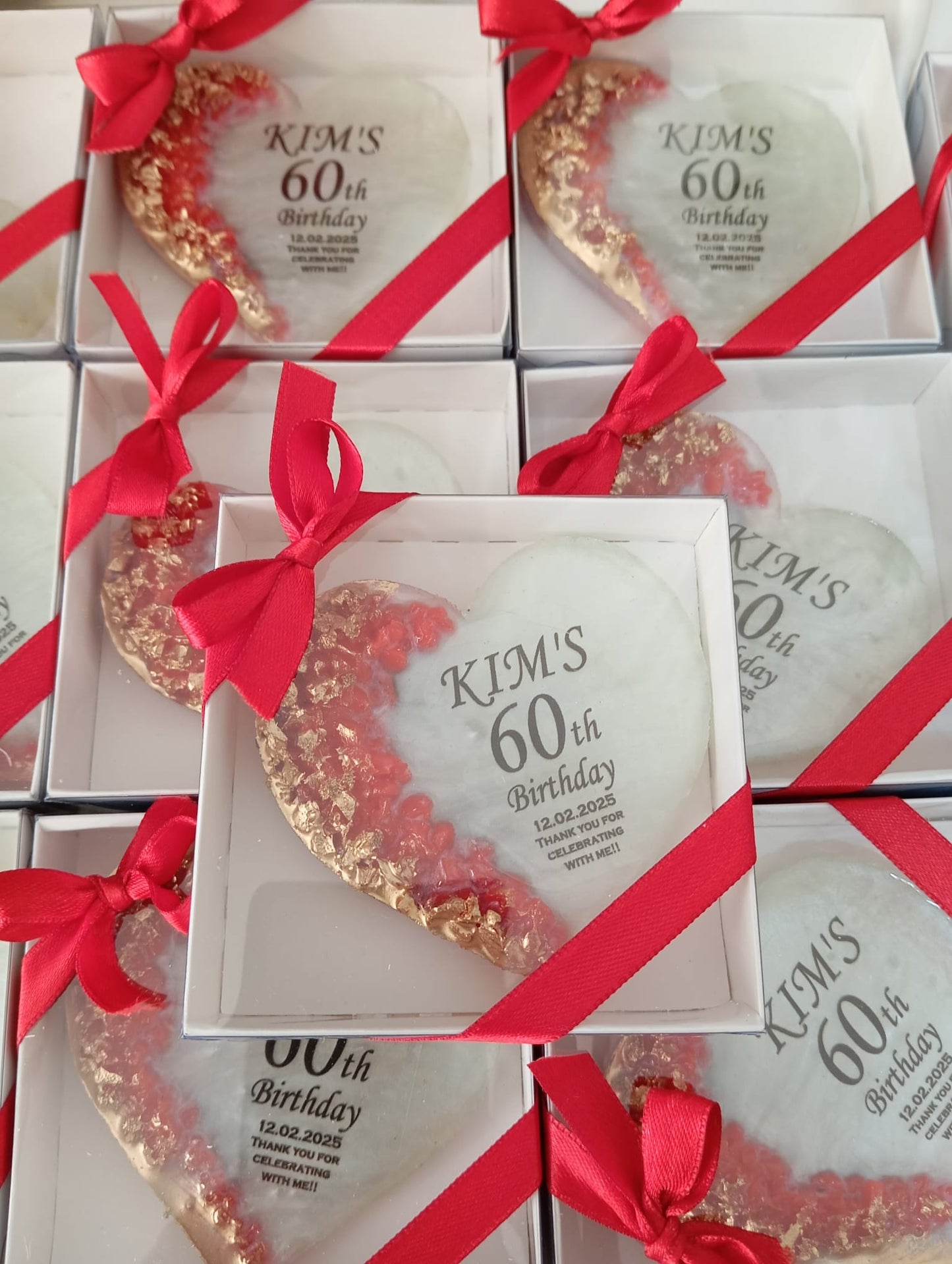 Personalized Epoxy Heart Fridge Magnet, Custom Resin Wedding Favors for Guests, Elegant Engagement Gift, Bridal Shower Souvenir