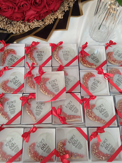 Personalized Epoxy Heart Fridge Magnet, Custom Resin Wedding Favors for Guests, Elegant Engagement Gift, Bridal Shower Souvenir