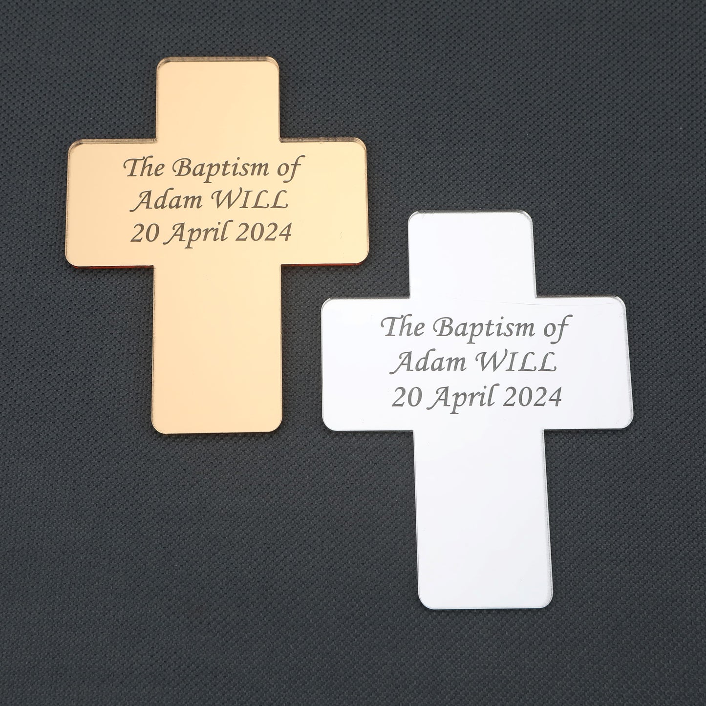 Cross-Shaped Acrylic Mirror Magnet – Baptism & Memorial Service Guest Favor, Unique Baptism Magnet Favor, Christening Favor for Guest, Mi Bautizo, Christening Gifts, First Communion, Custom Baptism Cross Magnet