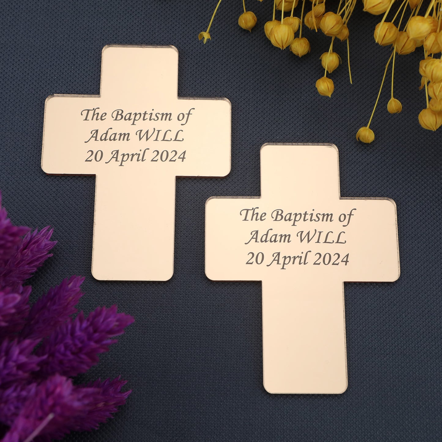 Cross-Shaped Acrylic Mirror Magnet – Baptism & Memorial Service Guest Favor, Unique Baptism Magnet Favor, Christening Favor for Guest, Mi Bautizo, Christening Gifts, First Communion, Custom Baptism Cross Magnet