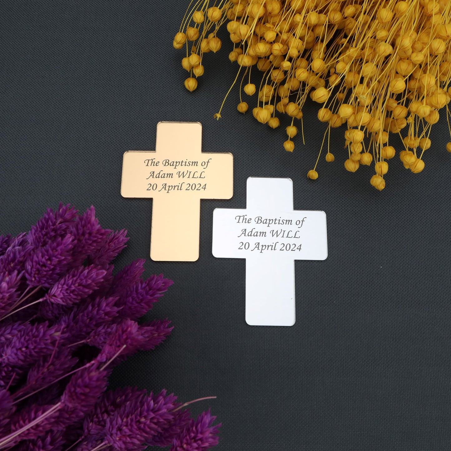 Cross-Shaped Acrylic Mirror Magnet – Baptism & Memorial Service Guest Favor, Unique Baptism Magnet Favor, Christening Favor for Guest, Mi Bautizo, Christening Gifts, First Communion, Custom Baptism Cross Magnet