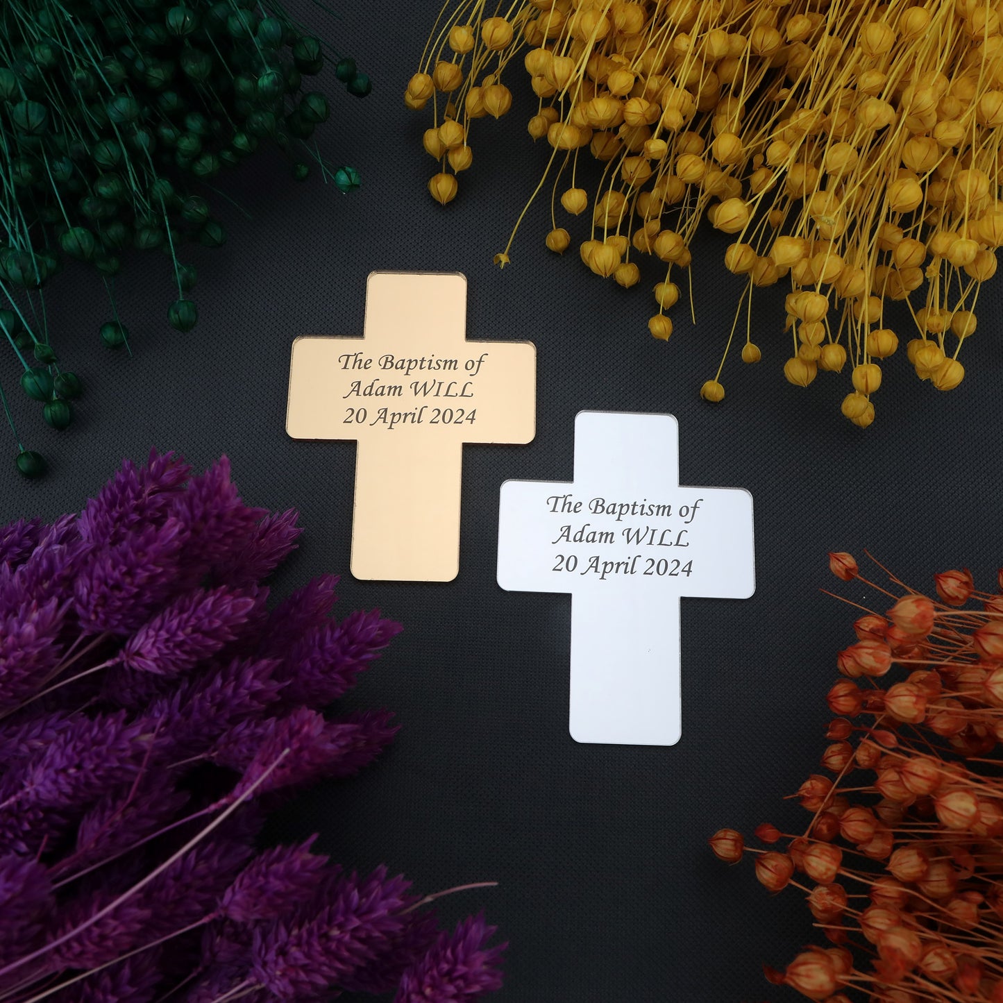 Cross-Shaped Acrylic Mirror Magnet – Baptism & Memorial Service Guest Favor, Unique Baptism Magnet Favor, Christening Favor for Guest, Mi Bautizo, Christening Gifts, First Communion, Custom Baptism Cross Magnet