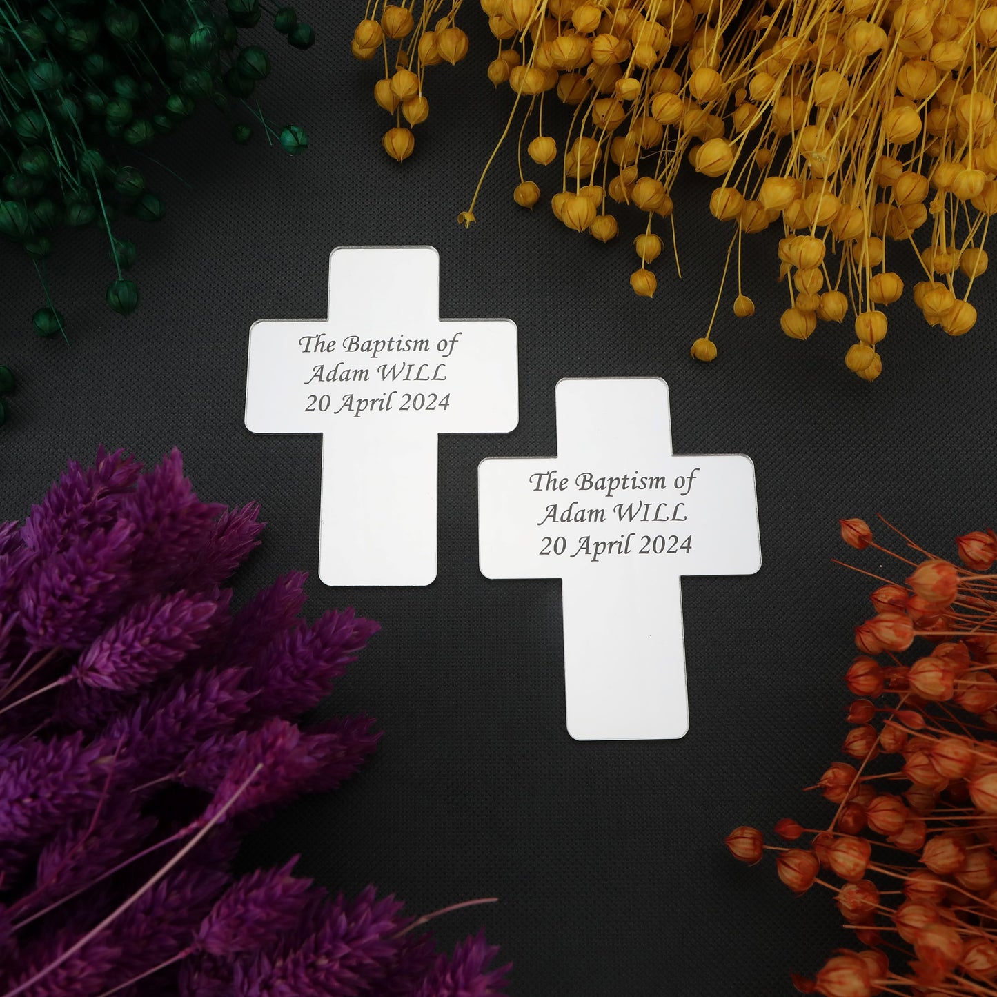 Cross-Shaped Acrylic Mirror Magnet – Baptism & Memorial Service Guest Favor, Unique Baptism Magnet Favor, Christening Favor for Guest, Mi Bautizo, Christening Gifts, First Communion, Custom Baptism Cross Magnet