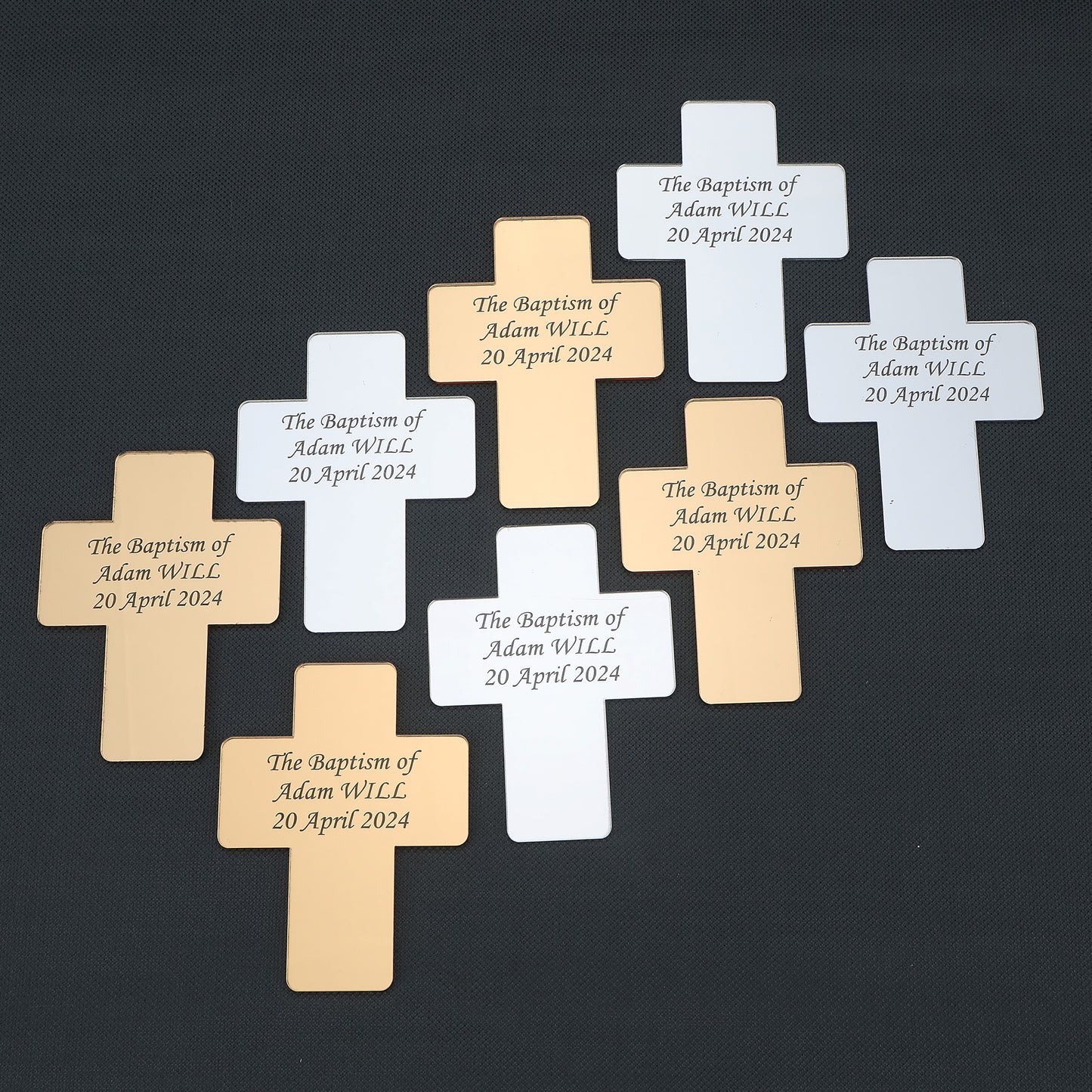 Cross-Shaped Acrylic Mirror Magnet – Baptism & Memorial Service Guest Favor, Unique Baptism Magnet Favor, Christening Favor for Guest, Mi Bautizo, Christening Gifts, First Communion, Custom Baptism Cross Magnet
