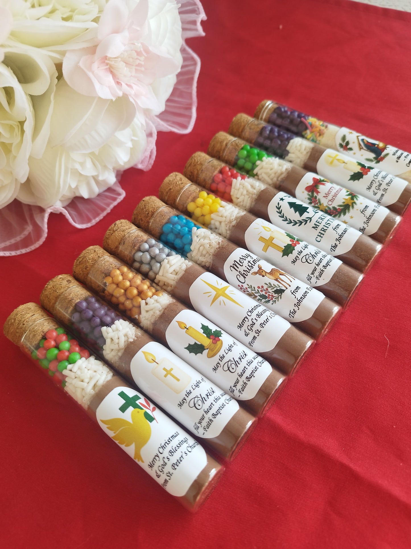 Christmas Hot Chocolate Tube Favors – Personalized Holiday Cocoa Gift for Family, Office, or Church Events