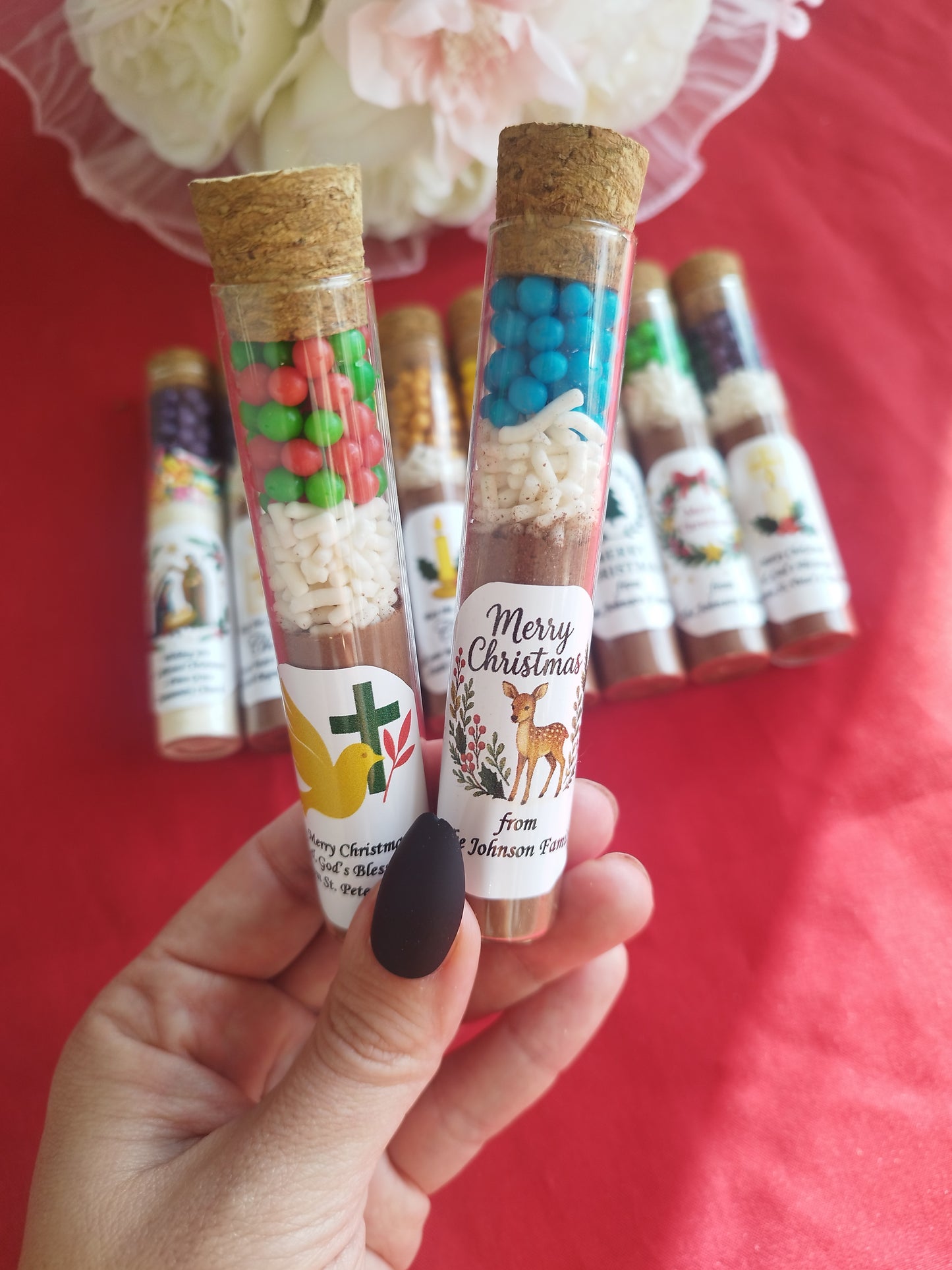 Christmas Hot Chocolate Tube Favors – Personalized Holiday Cocoa Gift for Family, Office, or Church Events