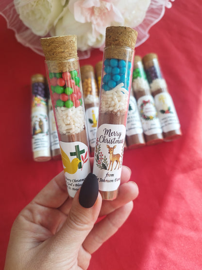 Christmas Hot Chocolate Tube Favors – Personalized Holiday Cocoa Gift for Family, Office, or Church Events
