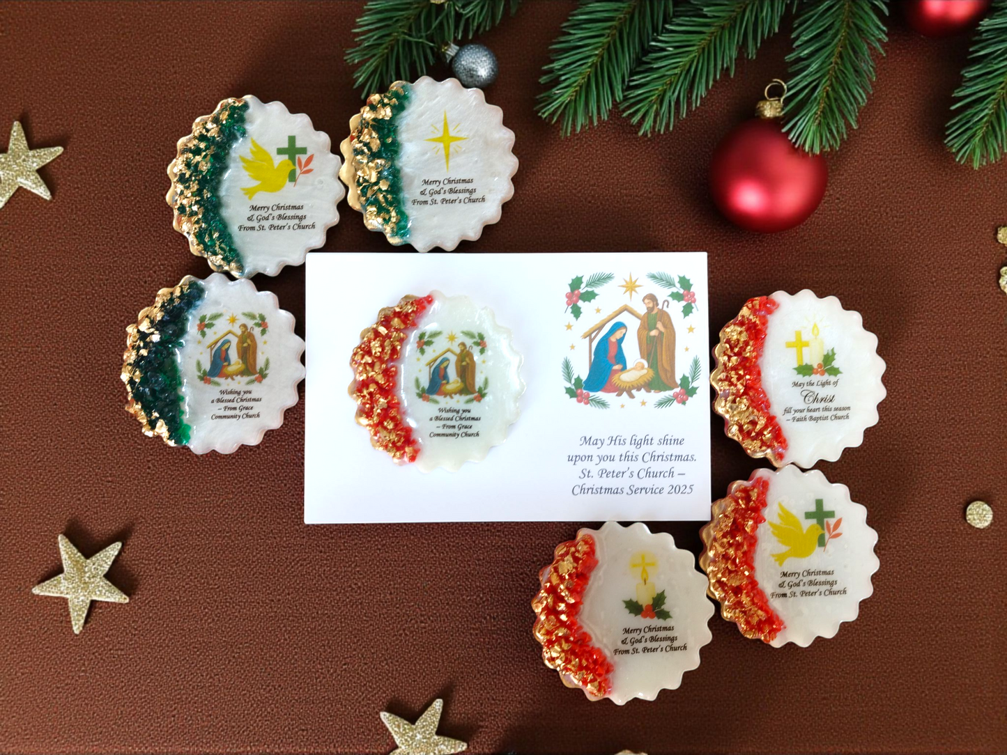 Christian Christmas Favor | Bible Verse Epoxy Magnet | Church Christmas Gift | Faith-Based Holiday Keepsake | Religious Holiday Favor